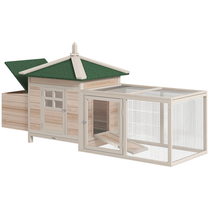 Gallinero De Madera Con Nido Zona Abierta Pawhut 196x76x97 Cm Natural_0