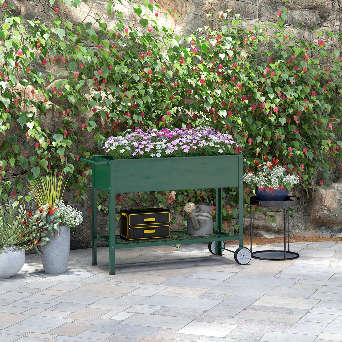 Mesa De Cultivo Outsunny Metal Verde 109x44x80 Cm_1