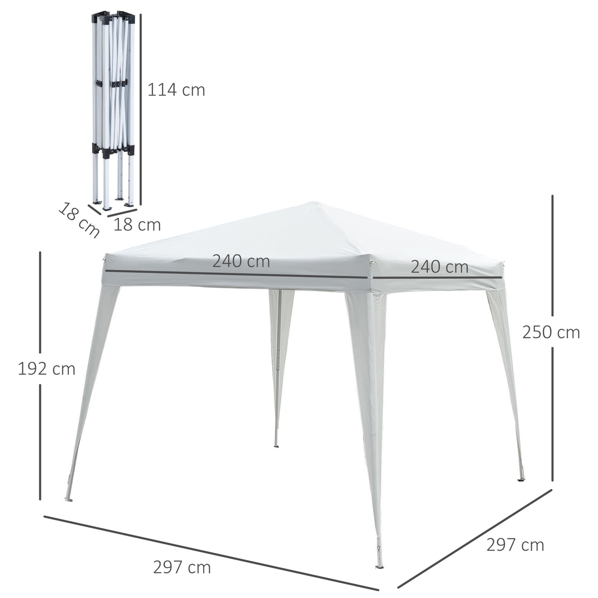 Carpa Plegable Outsunny Blanco 240x240x250cm Tela Oxford Acero_2