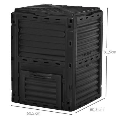 Compostador De Jardín Outsunny Negro 60,5x60,5x81,5 Cm_2