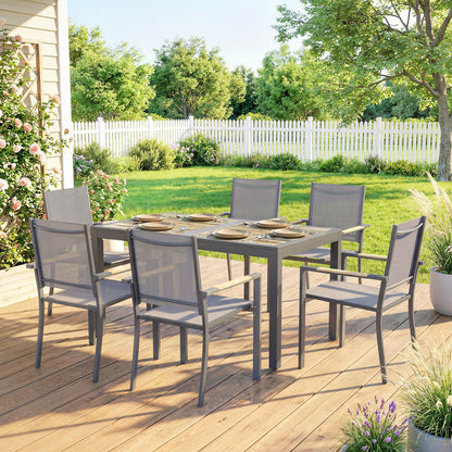Conjunto De Jardín Outsunny Acero Galvanizado, Textilene Gris Oscuro 140x80x72 Cm_1