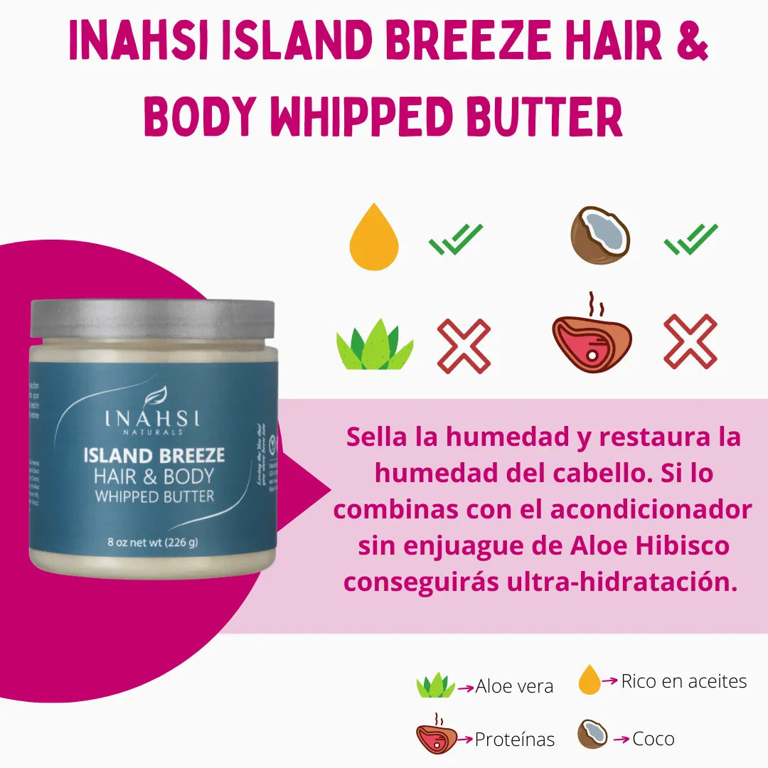 Crema De Peinar Island Breeze Hair & Body Whipped Butter Inahsi Naturals 226g_1