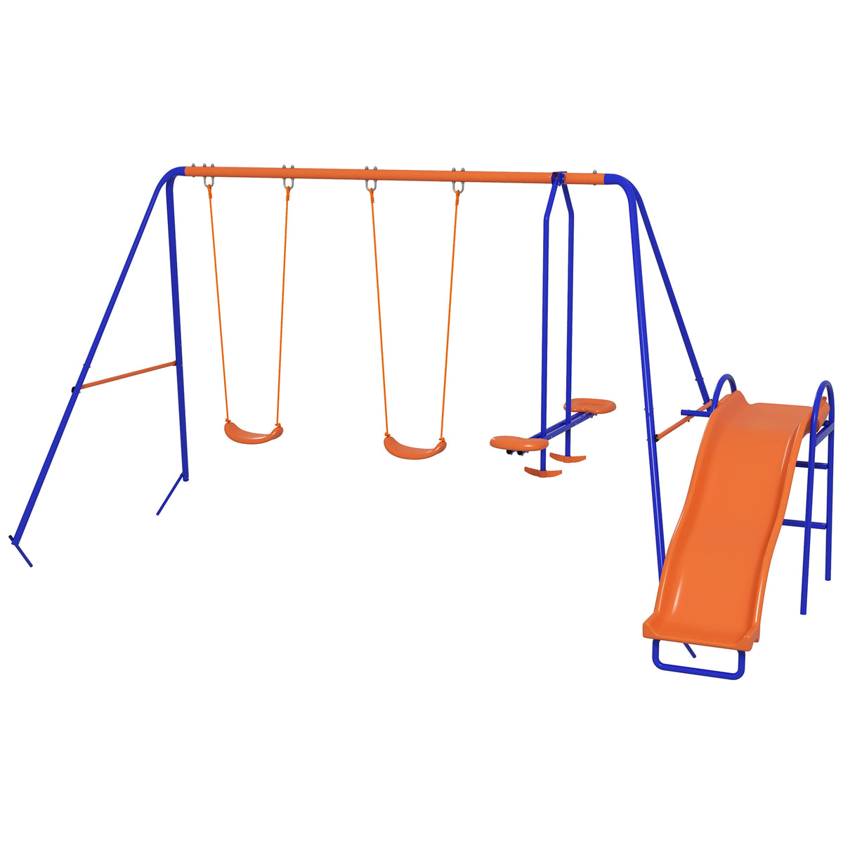 Columpio Infantil Outsunny Metal, Pe Multicolor 367x192x180 Cm_0