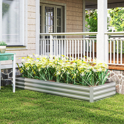Jardinera Exterior Outsunny Acero Galvanizado Plata 241x90.5x30 Cm_3