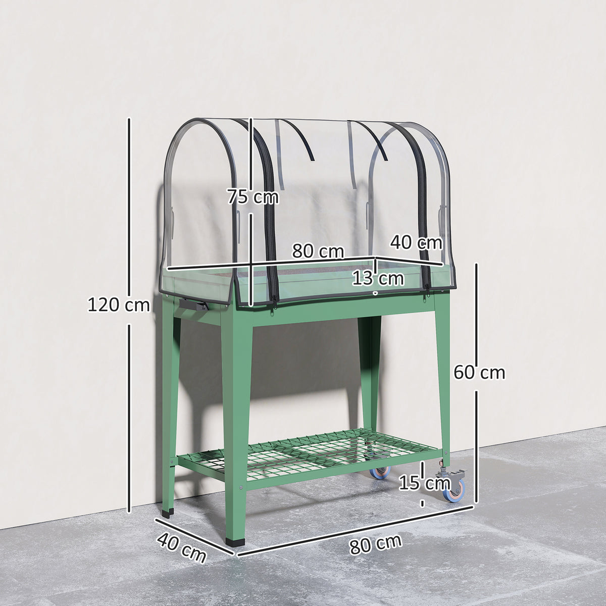 Mesa De Cultivo Outsunny Metal, Plástico Verde 80x40x120 Cm_2