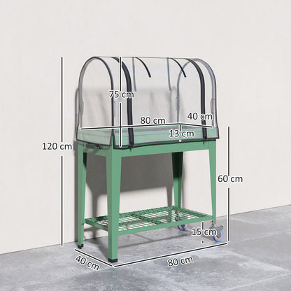 Mesa De Cultivo Outsunny Metal, Plástico Verde 80x40x120 Cm_2
