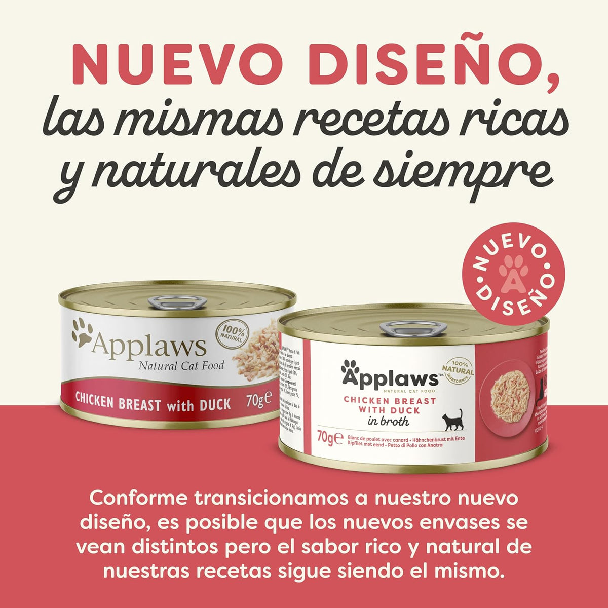 Applaws Cat Lata Pollo y pato 70 g Comida húmeda para gatos natural grain free