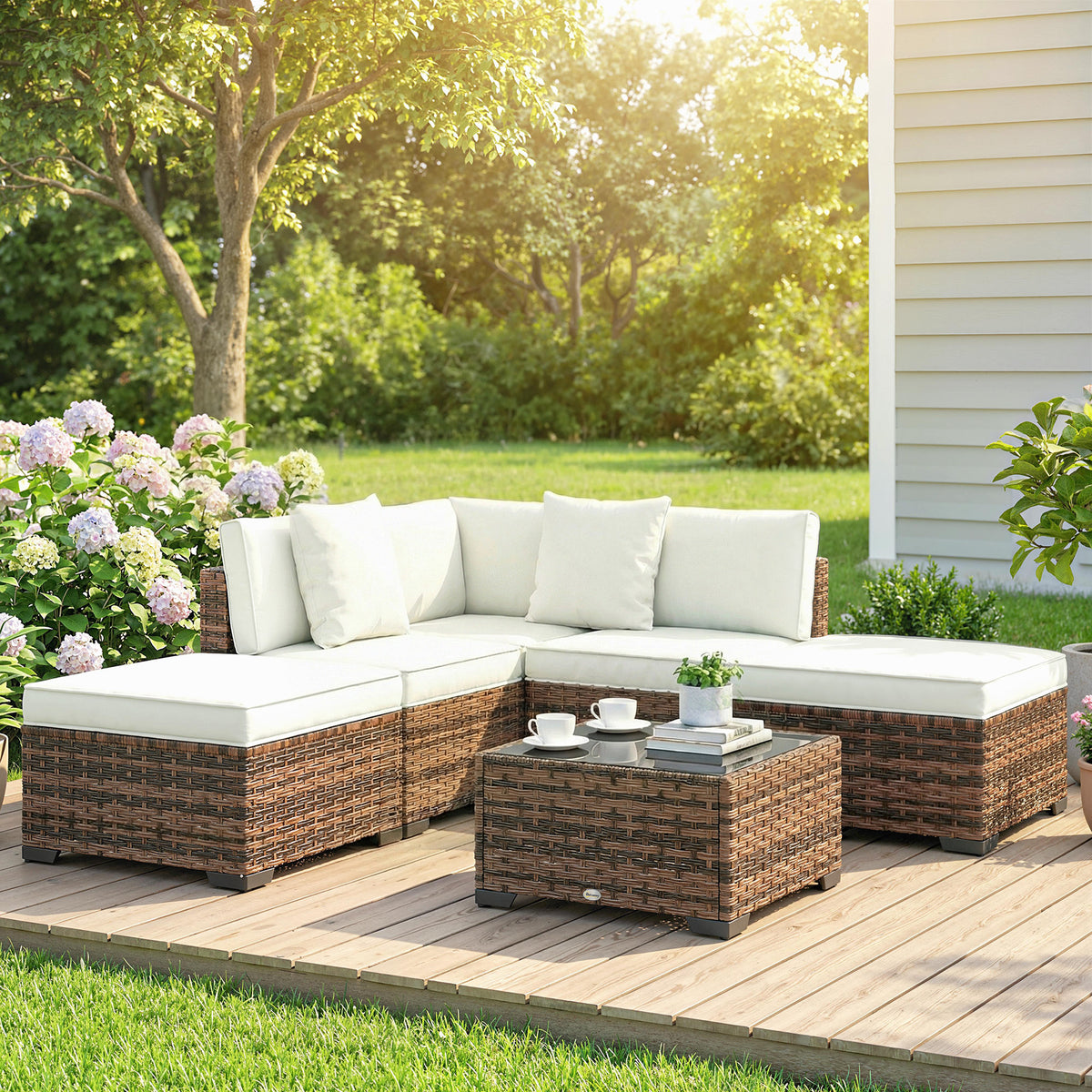 Conjunto De Jardín Outsunny Acero, Pe Marrón 200x200x63 Cm_1