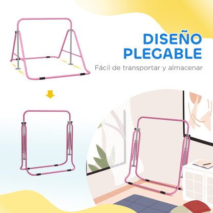 Barra De Gimnasia Homcom Acero Rosa 154x106.2x128.5 Cm 340-005v01pk_5