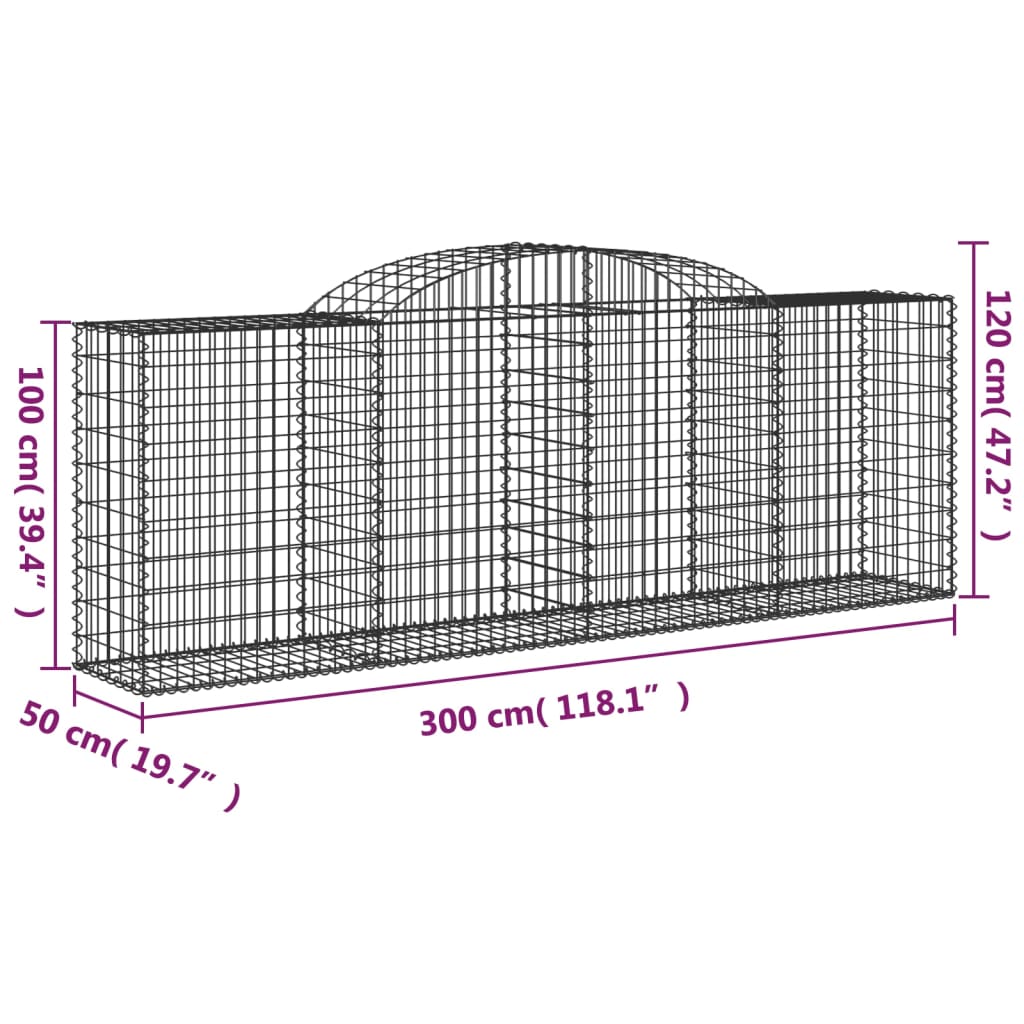 Cestas De Gaviones 12 Uds Forma De Arco Hierro 300x50x100/120cm_5