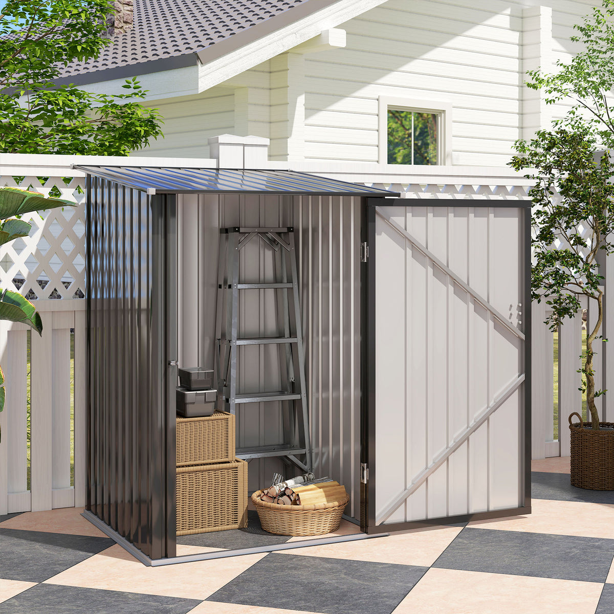 Caseta De Jardín 0,92 M² Con Cerradura Outsunny 100x103x160 Cm Gris_3