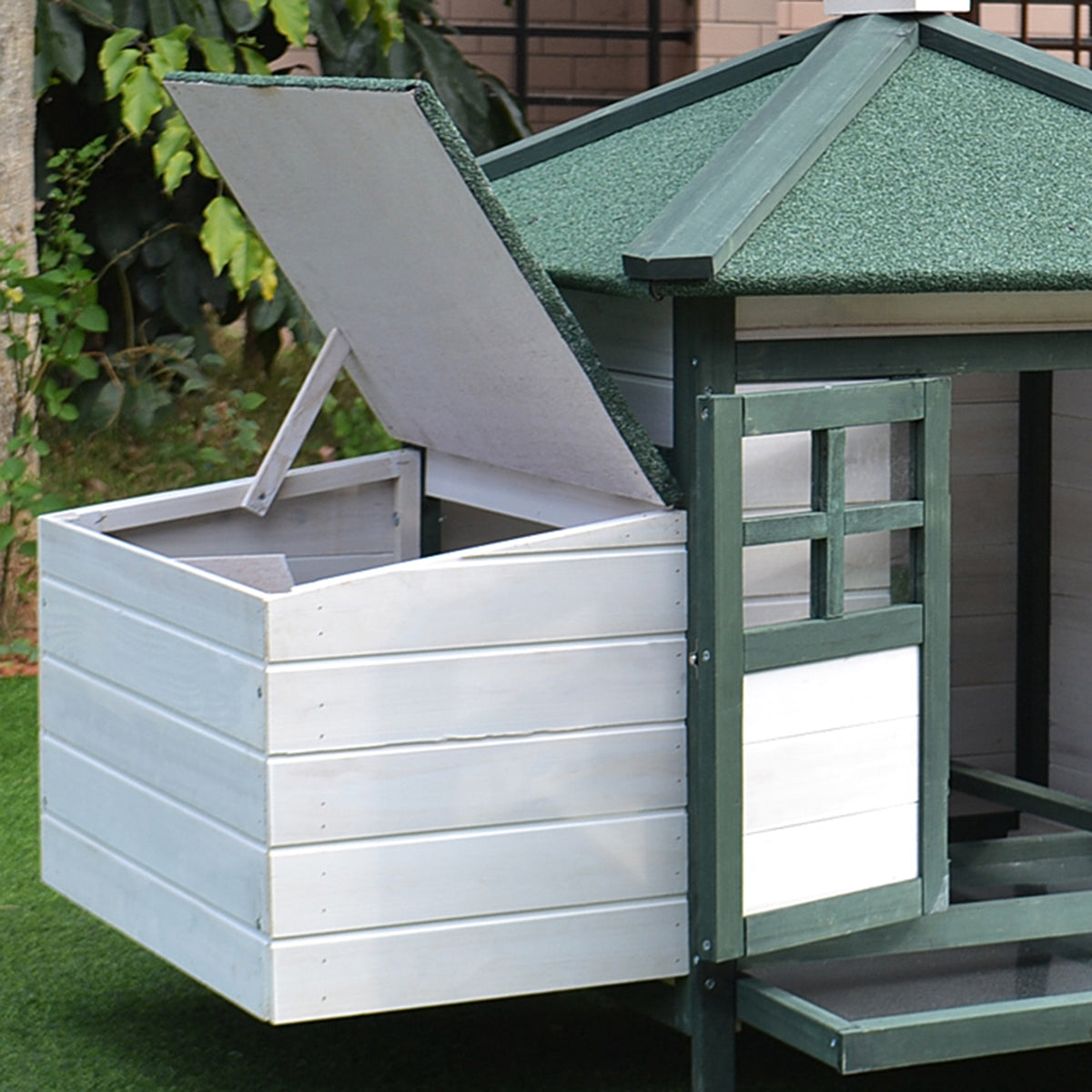 Gallinero De Madera Pawhut Madera De Pino, Metal Verde 196x76x97 Cm_4