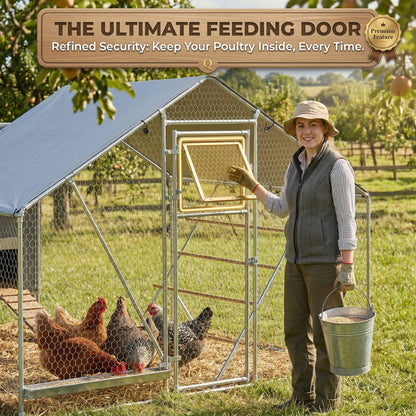 Pawhut Gallinero Para Exterior 3x2x2 M Con Comedero Colgante Tipo Brocheta Plata_5