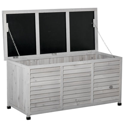Baúl De Almacenaje Outsunny Madera De Abeto Gris 127x56x60 Cm_0