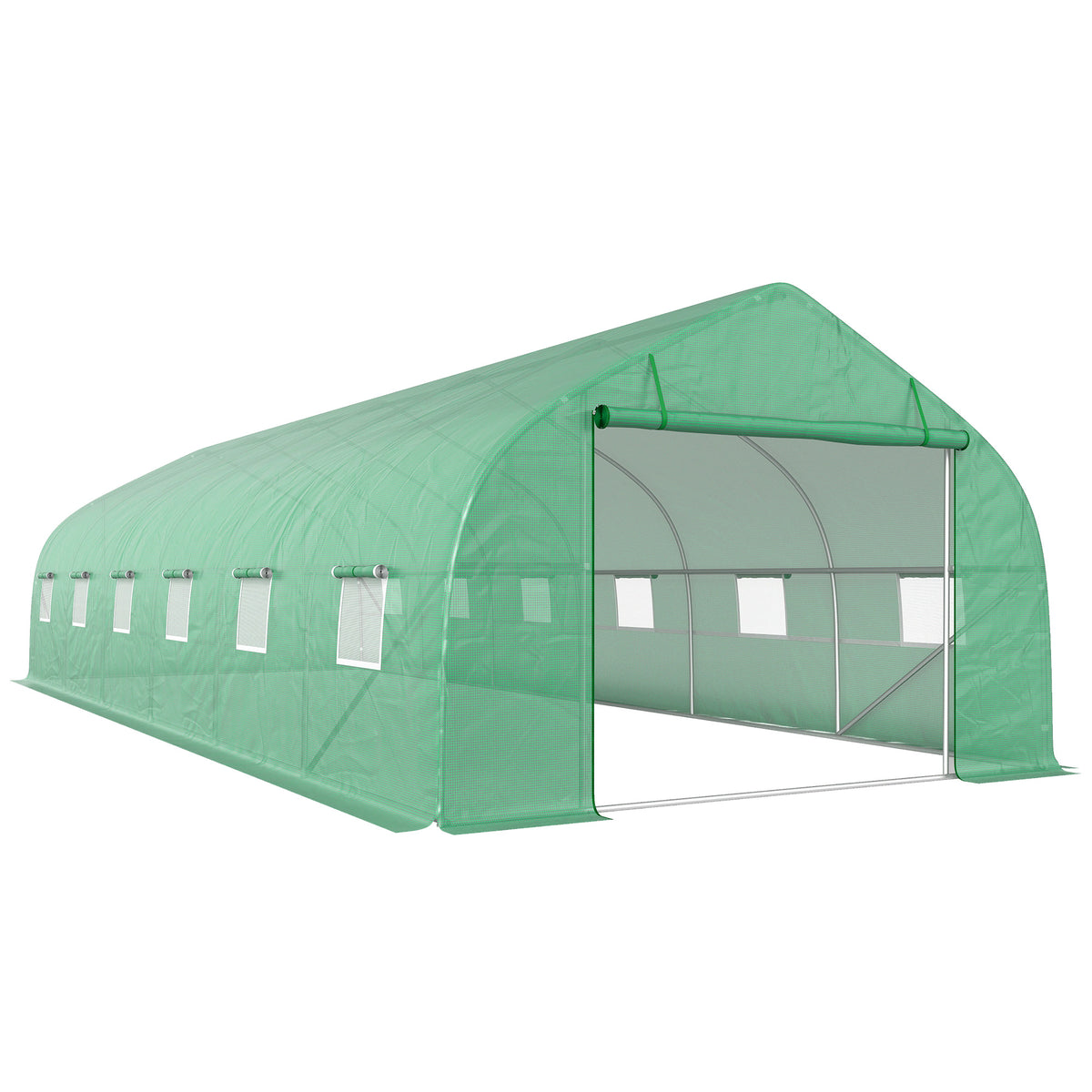 Invernadero De Túnel Jardín Con 12 Ventanas Outsunny 8x3x2m Verde_0