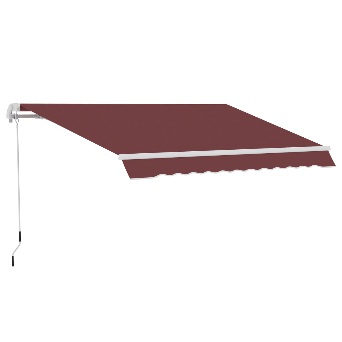 Toldo Manual Retráctil Outsunny Aluminio, Poliéster Rojo Vino 350x250x148 Cm_0
