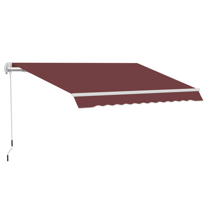 Toldo Manual Retráctil Outsunny Aluminio, Poliéster Rojo Vino 350x250x148 Cm_0