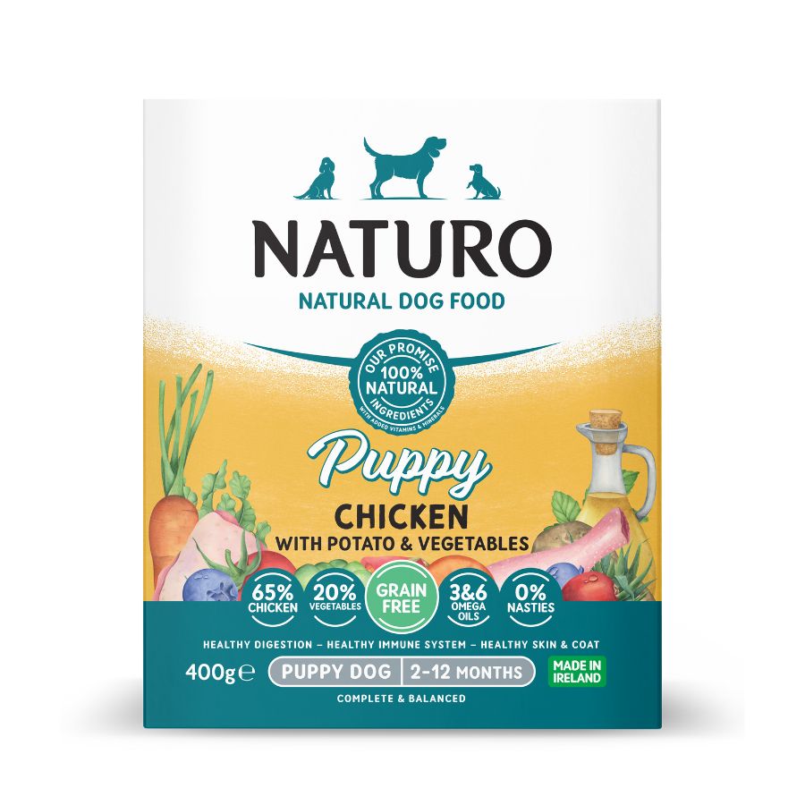 Naturo Comida Humeda Perro Cachorro Grain Free De Pollo Y Patata 400g X 7 Latas_0