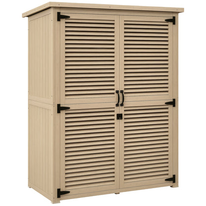 Cobertizo De Madera Outsunny Madera De Abeto Madera Natural 127x65x168 Cm_0