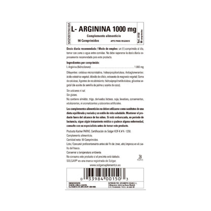 L-Arginina, 90 comprimidos de 1000mg