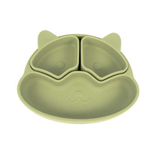 Plato Con Divisiones Extraíbles Y Forma De Perrito - Verde Oliva._0