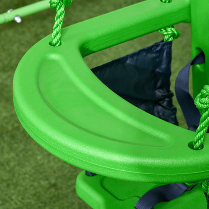 Columpio Infantil De Acero Con Respaldo Outsunny 122x146x122 Cm Verde_3