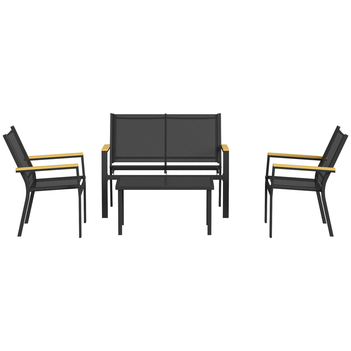 Muebles De Jardín Outsunny Metal, Textilene Negro 110x63.5x84 Cm_3