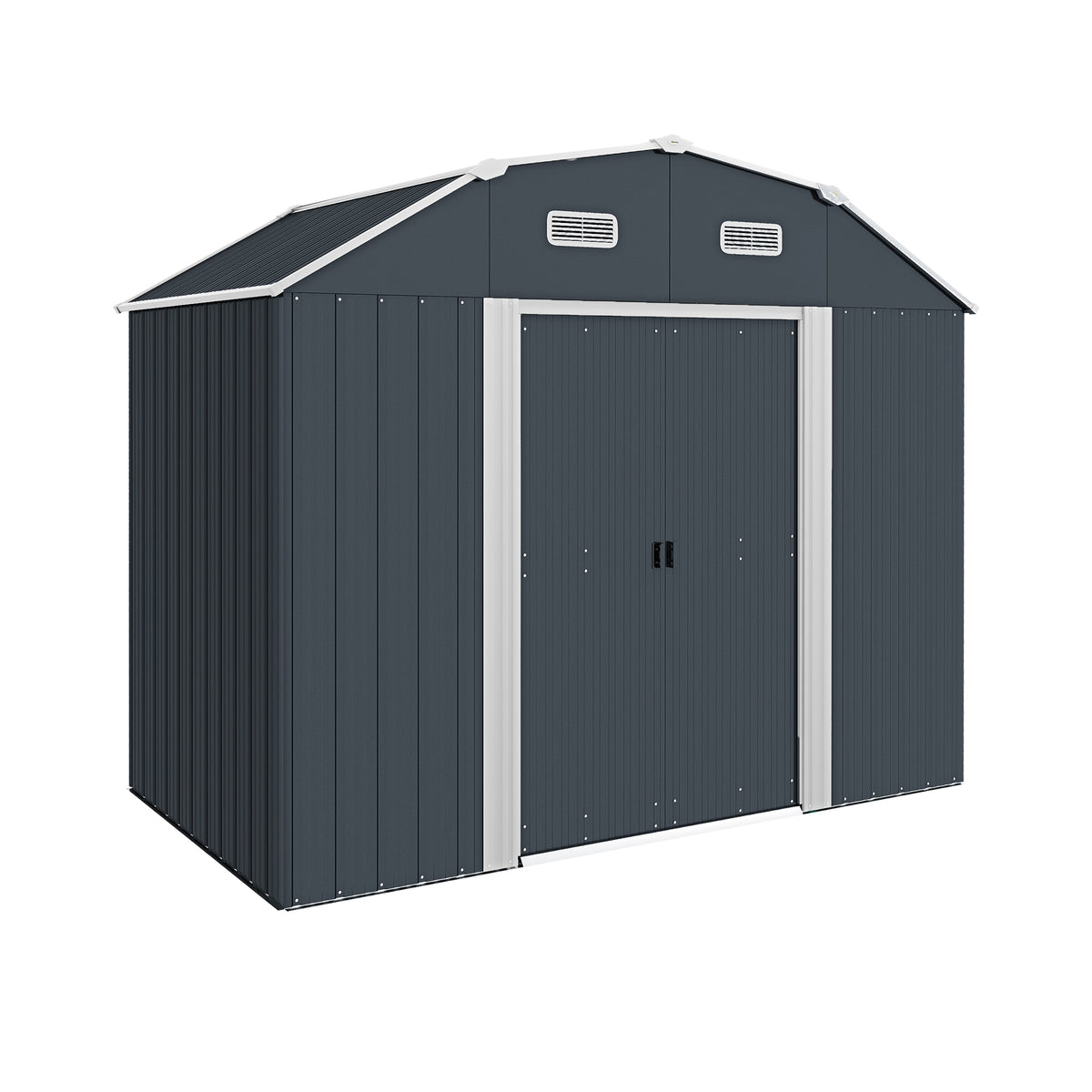 Cobertizo De Jardín Outsunny Acero Galvanizado Gris Oscuro 238x132x198.5 Cm_0