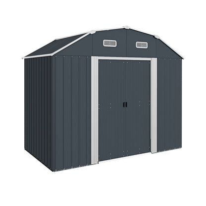 Cobertizo De Jardín Outsunny Acero Galvanizado Gris Oscuro 238x132x198.5 Cm_0