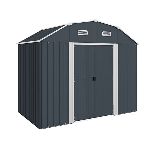 Cobertizo De Jardín Outsunny Acero Galvanizado Gris Oscuro 238x132x198.5 Cm_0