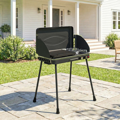 Barbacoa De Gas Outsunny Aluminio Fundido, Metal Negro 61x47x88 Cm_1