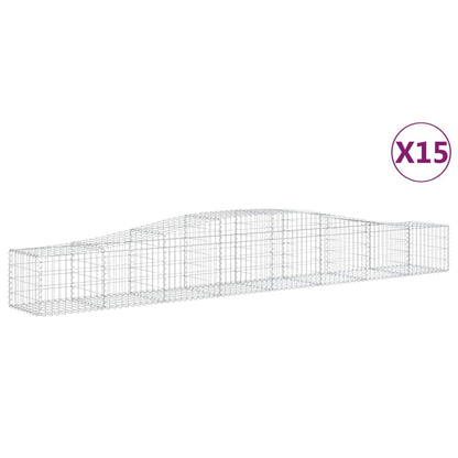 Cestas De Gaviones 15 Uds Forma De Arco Hierro 400x50x40/60 Cm_0