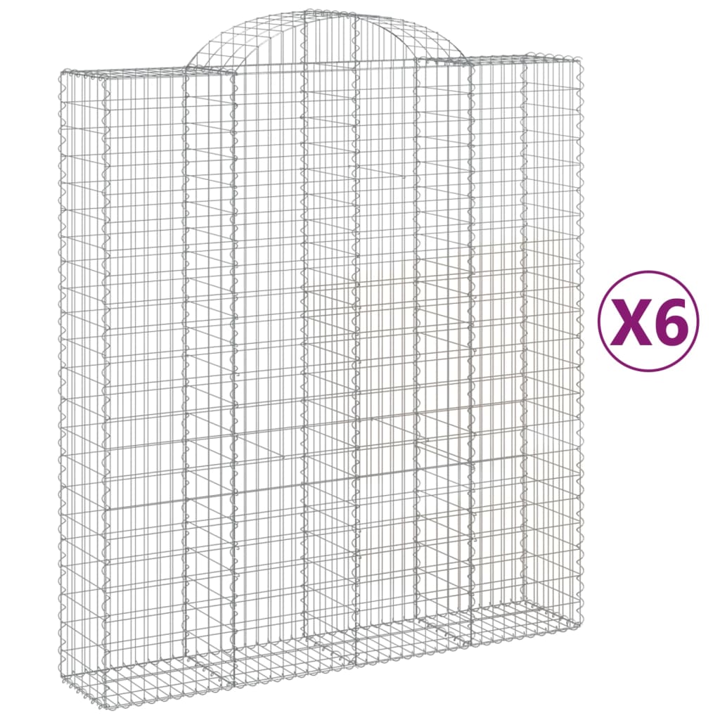 Cestas De Gaviones 6 Uds Forma De Arco Hierro 200x50x220/240 Cm_0