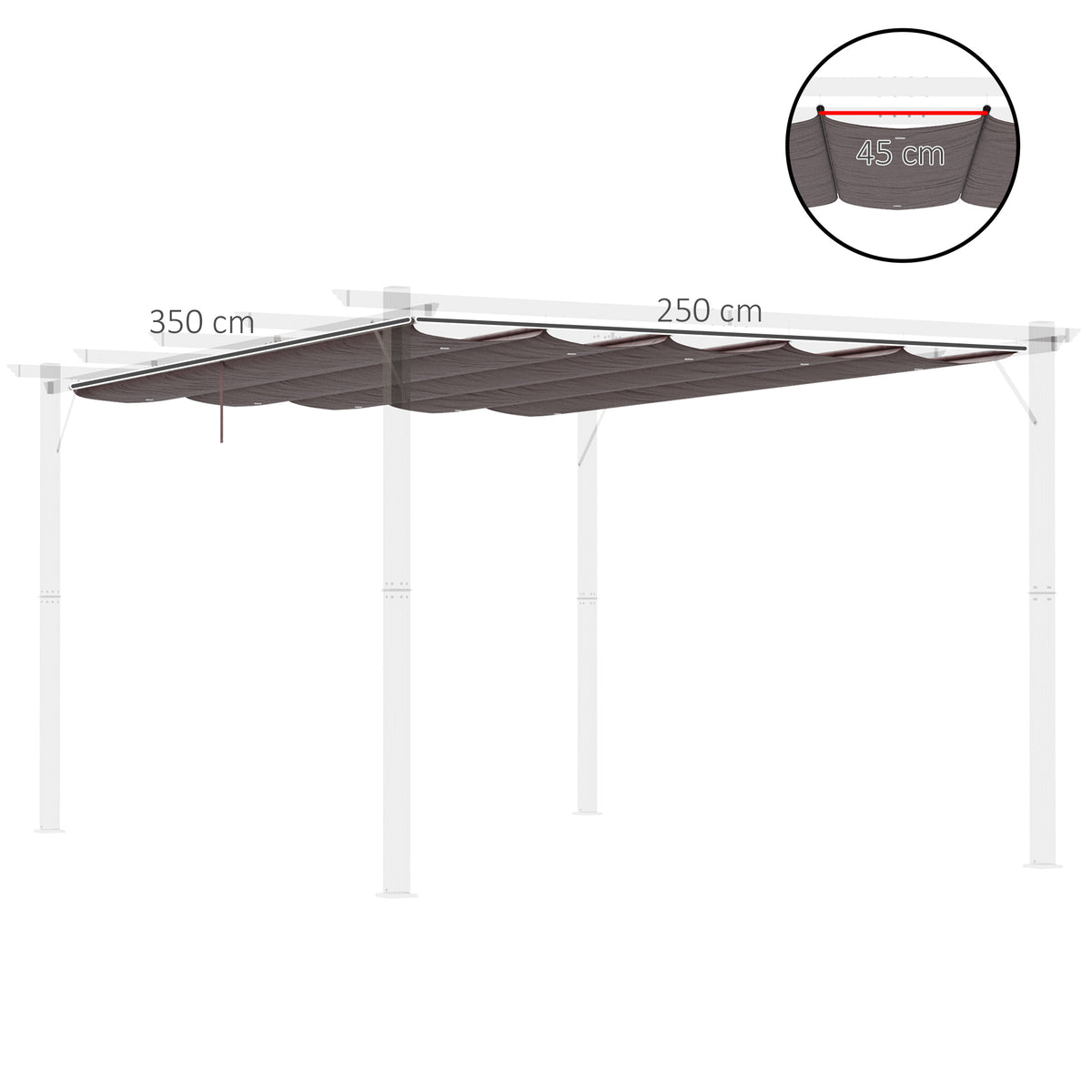 Cubierta Para Pérgola Toldo Retráctil Outsunny 350x250 Cm Café_2