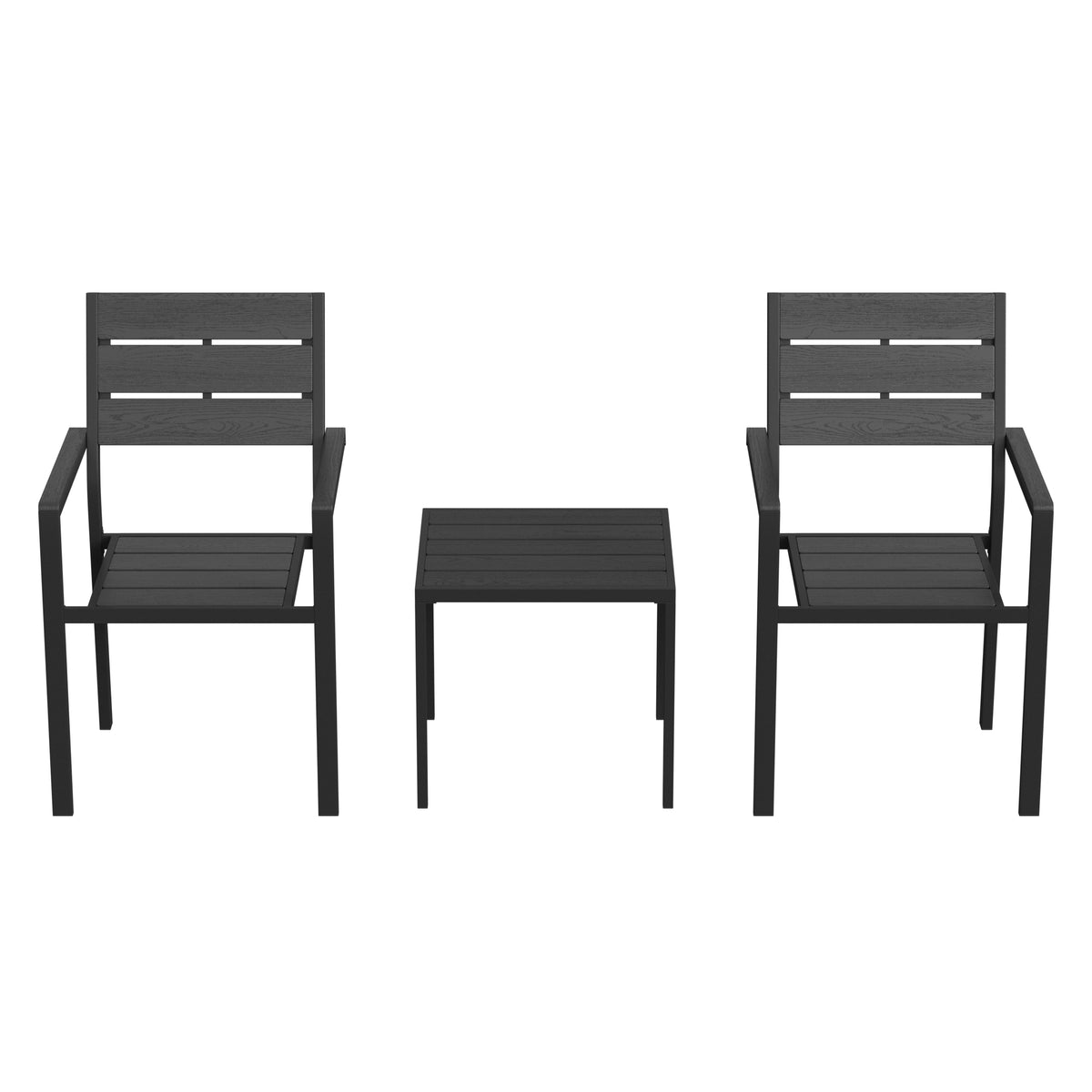 Conjunto De Bistró Outsunny Metal, Hdpe Negro 56x56x91 Cm_3