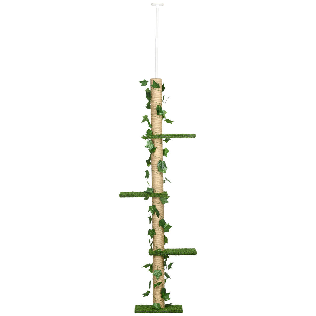 Pawhut Árbol Para Gatos Del Suelo Al Techo 37x21x202-242 Cm Con Altura Ajustable_1