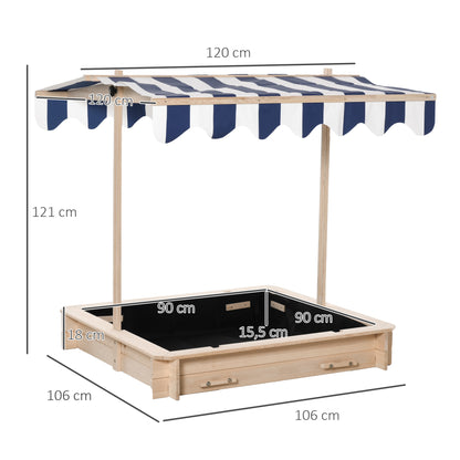 Arenero Para Niños Outsunny Madera 106x106x121 Cm Madera De Abeto_2