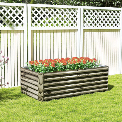 Jardinera Exterior Outsunny Acero Galvanizado Madera Natural 180x90x57.5 Cm_4
