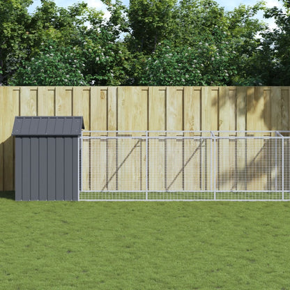 Caseta Perros Con Tejado Acero Galvanizado Gris 117x609x123 Cm_1