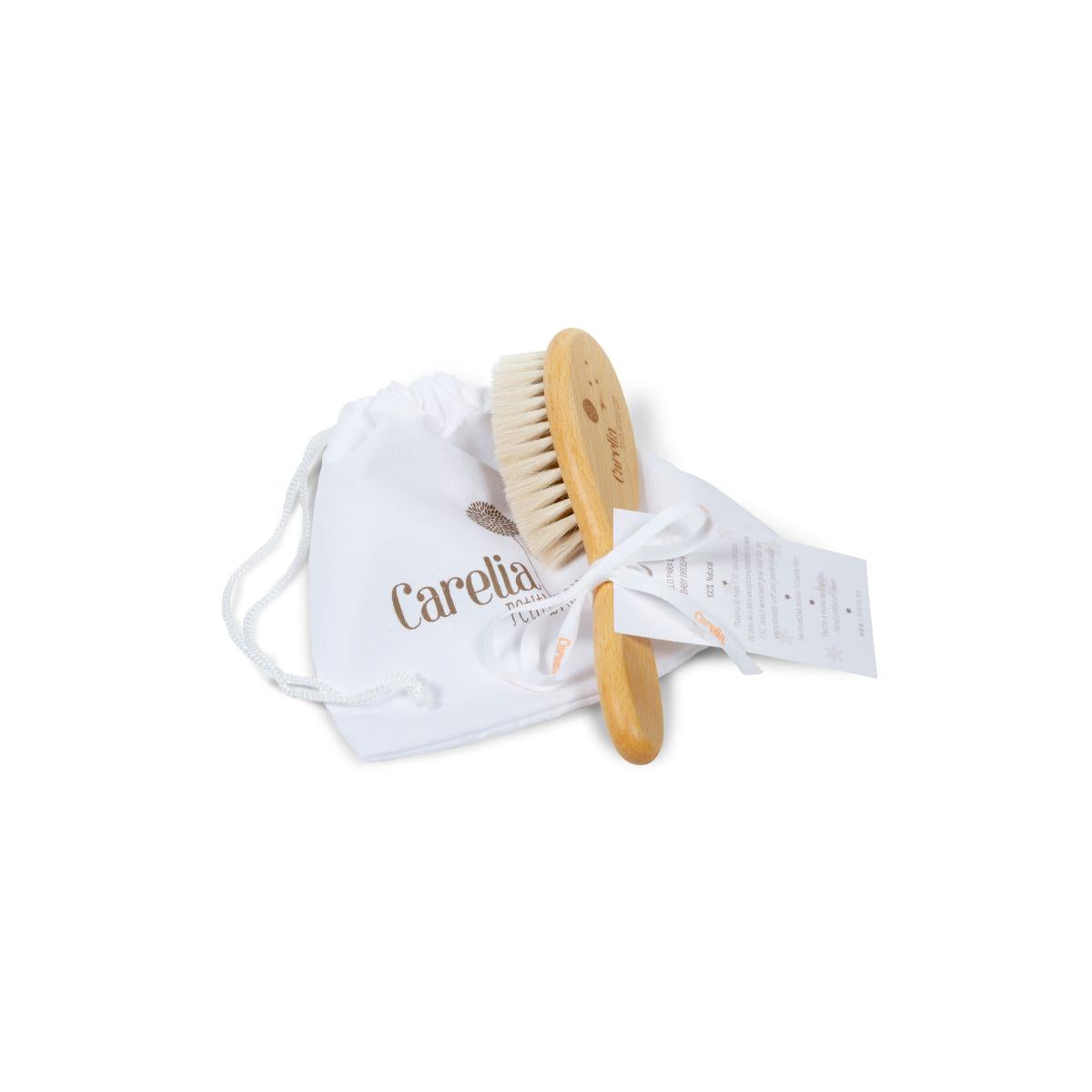 Cepillo Natural para Bebé + Bolsita de Algodón Orgánico Carelia