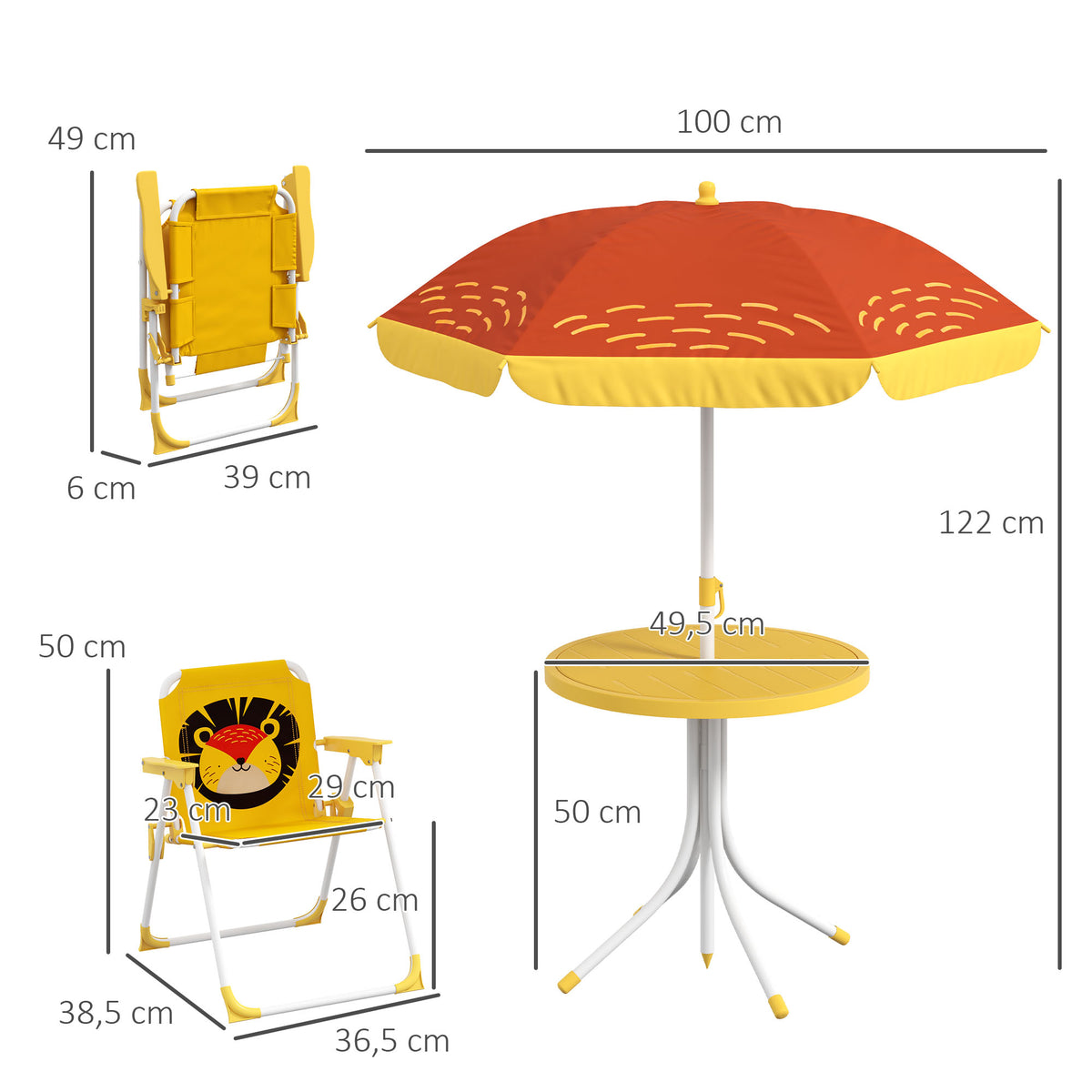 Muebles De Jardín Outsunny Acero, Poliéster Amarillo 100x100x122 Cm_2
