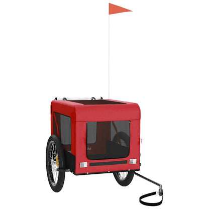 Remolque De Bicicleta Mascotas Hierro Tela Oxford Rojo Negro_0