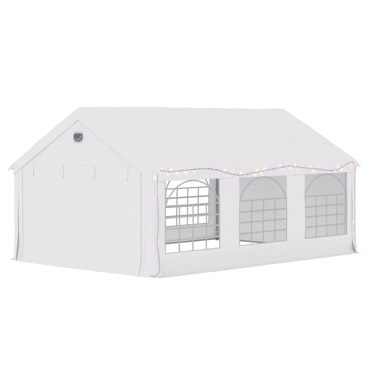 Carpa Para Fiesta Outsunny Acero Galvanizado, Tela De Pe Blanco 598x394x302 Cm_3