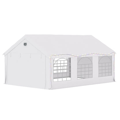 Carpa Para Fiesta Outsunny Acero Galvanizado, Tela De Pe Blanco 598x394x302 Cm_3