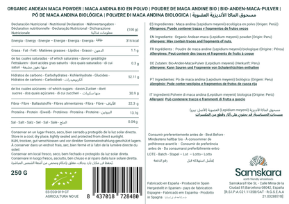 Maca En Polvo Bio - 250g | Superalimento Ecológico Vegano Para Batidos, Smoothies Y Zumos, Sin Azúcares Añadidos_1