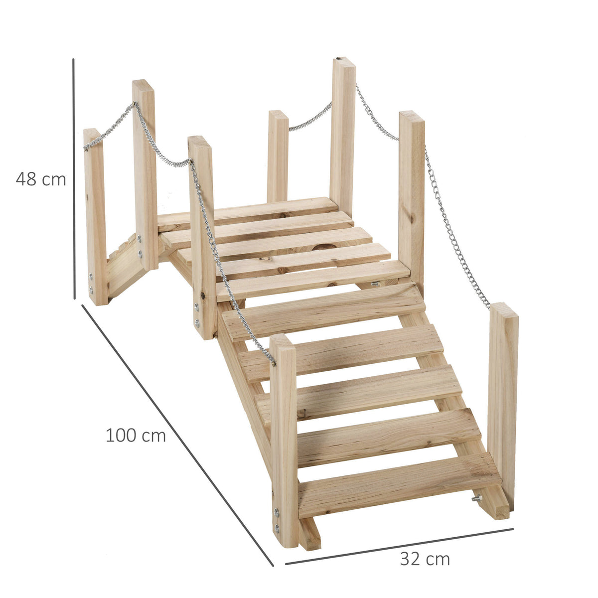 Puente De Jardín Outsunny Madera De Abeto Madera Natural 100x32x48 Cm_2