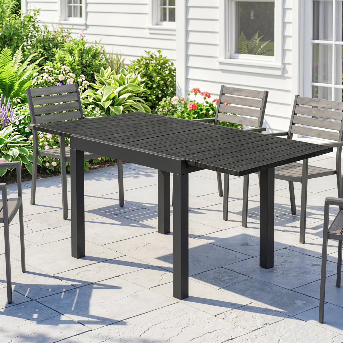 Mesa Jardín Extensible Outsunny Aluminio Negro 160x80x75 Cm_1