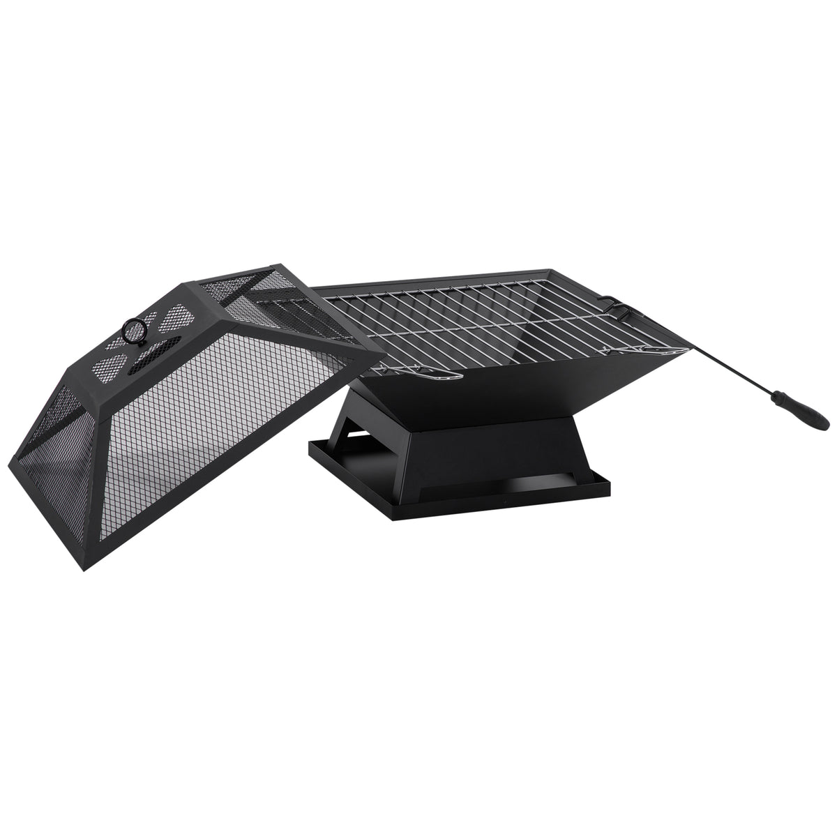 Brasero Exterior Outsunny Acero Negro 45x45x34 Cm_0