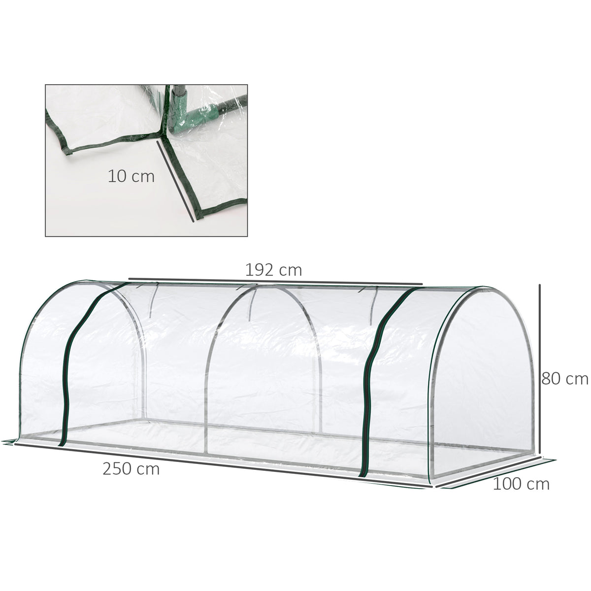 Invernadero Caseta Para Jardín Outsunny 250x100x80 Cm Transparente_2