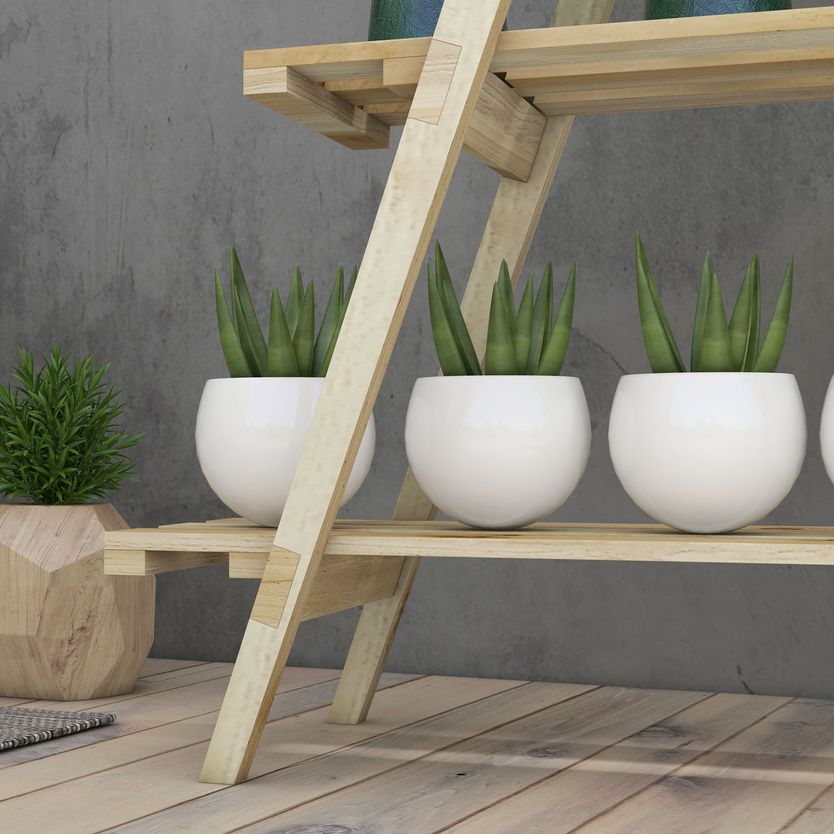 Estantería Para Plantas Outsunny Madera De Abeto Madera Natural 100x36x112 Cm_3